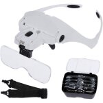 Lunette de loupe avec 2 lumi�res led 5 lentilles lunette loupe grossissante 1. 0x, 1. 5x, 2. 0x, 2. 5x, ...