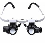 Lunette loupe - 2 lumi�res led - loupe binoculaire - lampe loupe grossissante pour horloger, lecture, ...