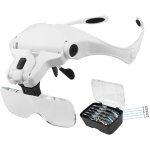 Lunettes loupe avec 2 lumi�res led, frontale grossissantes casque loupe mains libres pour couture, lecture ...