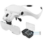 Lunettes loupe avec 2 lumi�res led, frontale grossissantes casque loupe mains libres pour couture, lecture ...