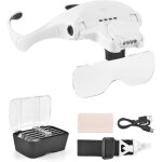 Lunettes loupe grossissante, lunette loupe � chargement usb avec lumi�re 4 led et interrupteur tactile, ...