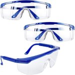 Lunettes de s�curit�, 3 pcs lunettes de protection anti bu�e cadres bleus lunettes uv protection pour ...