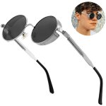 Lunettes de soleil rondes rétro gothiques steampunk pour hommes et femmes Lunettes de soleil rondes rétro gothiques steampunk pour hommes et femmes