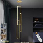 Lustre 100w avec t�l�commande, luminaire suspendu led � 3 lumi�res rectangulaires, plafonnier � gradation ...