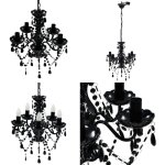 Vidaxl - lustre avec 5 ampoules crystal noir - lustre - lustre - home & living - noir