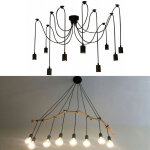 Lustre araign�e e27 douille r�tro suspension diy luminaire noir, ajustable longueur avec 1, 5m fil, 8 ...