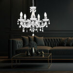 Lustre blanc lampe de salon plafonnier classique 5 flammes, lampe design lustre en cristal acrylique, ...