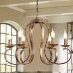 Bronze chandeliers, retro iron pendant chandelier, 6 - lights candle rustic hanging light, industrial ...