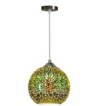 Lustre color 3d led pendentif lumires miroir boule de verre feu d'artifice abat - jour e27 base suspension ...