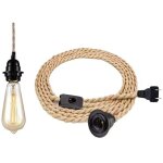 Lustre corde de chanvre de 4, 5 m�tres - t�te unique suspendue c�ble de lumi�re corde e27 prise, vintage ...