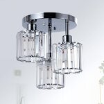 Lustre en cristal, plafonnier en cristal � 3 lumi�res avec abat - jour en verre, plafonnier chrom�, adapt� ...
