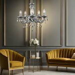 Globo - lustre cristal suspension 5 flammes suspension salon, décor acrylique chrome, 5x e14, dxh 44x128 ... Globo - lustre cristal suspension 5 flammes suspension salon, décor acrylique chrome, 5x e14, dxh 44x128 ...