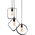 Lustre design suspension en mtal noir et cuivr pour ampoules filament e27 max. 40w triple abat - jour ...