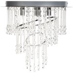 Beliani - lustre glam lampe  suspension ? 35 cm en mtal cristaux de verre argent finition chrome ...