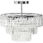 Lustre glamour lampe à suspension en métal cristaux de verre argenté finition chromée ameneiro Lustre glamour lampe à suspension en métal cristaux de verre argenté finition chromée ameneiro