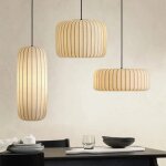 Lustre japonais moderne en soie wabi sabi, ampoule e27, luminaire suspendu, d�coration nordique pour ...