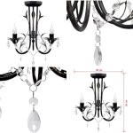 Vidaxl - lustre mtal noir style art nouveau + perles crystal 3 x e14 ampoules - lampe - lustre - home ...