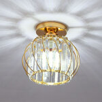 Lustre moderne or lampe de plafond en cristal plafonnier en verre plafonnier cr�atif e27 pour couloir ...