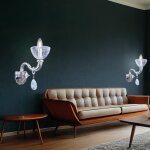 Lustre mural applique lampe de salon lampe de couloir en cristal fume, 1x douille e14, lxh 13x37 cm ...