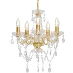 The living store lustre avec perles de cristal dor rond 5 x e14 - lustres dors - lustres modernes - ...