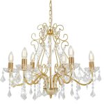 The living store - lustre avec perles de cristal dor rond 6 x e14 - lustres dors - lustres modernes ...