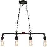 Sampa - lustre ou plafonnier robin 100cm rglable mtal noir et rouge compatible led