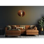 Lustre sphrique grand en mdf noyer - 36 cm, hauteur rglable jusqu' 70 cm, type de douille e27, pour ...