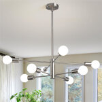 Lustre spoutnik moderne, plafonnier industriel chrom� � 8 t�tes, ampoule non incluse, r�glable en hauteur ...