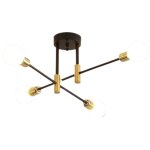 Lustre de style industriel vintage, lustre de plafond � 4 lumi�res, lustre vintage, plafonnier noir d'int�rieu ...