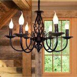 Lustres en noir ganeed lustre suspendu en fer rtro, lampe suspendue rustique  6 lumires, luminaire ...