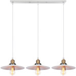 Lustre - suspension 3 lumieres retro lampe suspendue industrielle e27 22cm blanc