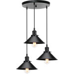 Lustre suspension 3 luminaires abat - jour de chapeau plafonnier vintage industriel e27 pour chambre ...