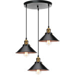 Axhup - lustre suspension 3 tete en metal e27 22cm noir et blanc