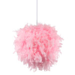 Axhup - lustre suspension 35cm en boule plumes e27 luminaire pour chambre d'enfant salon rose