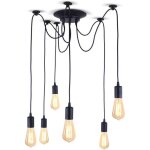 Lustre suspension araign�e diy ajustable plafonnier vintage industriel e27 pour salon chambre noir 1, ...