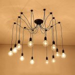 Lustre suspension araignee e27 douille rtro industriel abat - jour noir, diy ajustable longueur avec ...