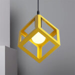 Lustre suspension cage cube en mtal e27 plafonnier luminaire vintage industrielle jaune