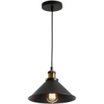 Lustre, suspension contemporaine en m�tal avec abat - jour noir, finition noir mat, style industriel, ...
