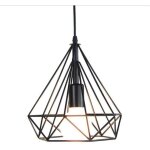Lustre suspension diamant e27 noir m�tal lampe pendentif 25cm