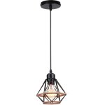 Lustre suspension industriel vintage interieur cage en forme diamant en métal avec corde de chanvre fer ... Lustre suspension industriel vintage interieur cage en forme diamant en métal avec corde de chanvre fer ...
