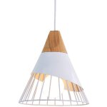 Lustre suspension industrielle e27 cage en fer et bois luminaire style contemporain pour chambre salon ...