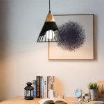 Axhup - lustre suspension industrielle e27 cage en fer et bois luminaire style contemporain pour chambre ...
