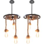 Lustre suspension industrielle r�tro suspension luminaire en corde de chanvre lampe � suspension creative ...