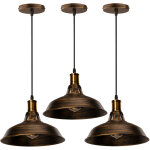 Lustre suspension industrielle rtro plafonnier en fer mtal abat - jour luminaire 27cm bronze 3pcs