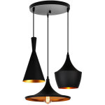 Lustre suspension industrielle vintage forme instrument de musique 3 e27 lampe lumi�re noir or pour salon ...