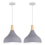 Wottes ? lustre suspension moderne e27 gris �20cm ? abat - jour m�tal peint ? longueur c�ble 100cm r�glable ...