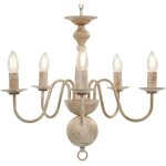 Maison chic - lustre suspension plafonnier blanc antique 5 ampoules e14 27932 Maison chic - lustre suspension plafonnier blanc antique 5 ampoules e14 27932