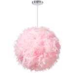 Lustre suspension en plumes 30 cm e27 40w rose
