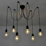 Lustre suspension rtro vintage industriel - plafonnier  6 ttes noir