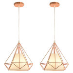 Lustre suspension vintage rétro industrielle cage en métal plafonnier luminaire doré rose 2pcs Lustre suspension vintage rétro industrielle cage en métal plafonnier luminaire doré rose 2pcs